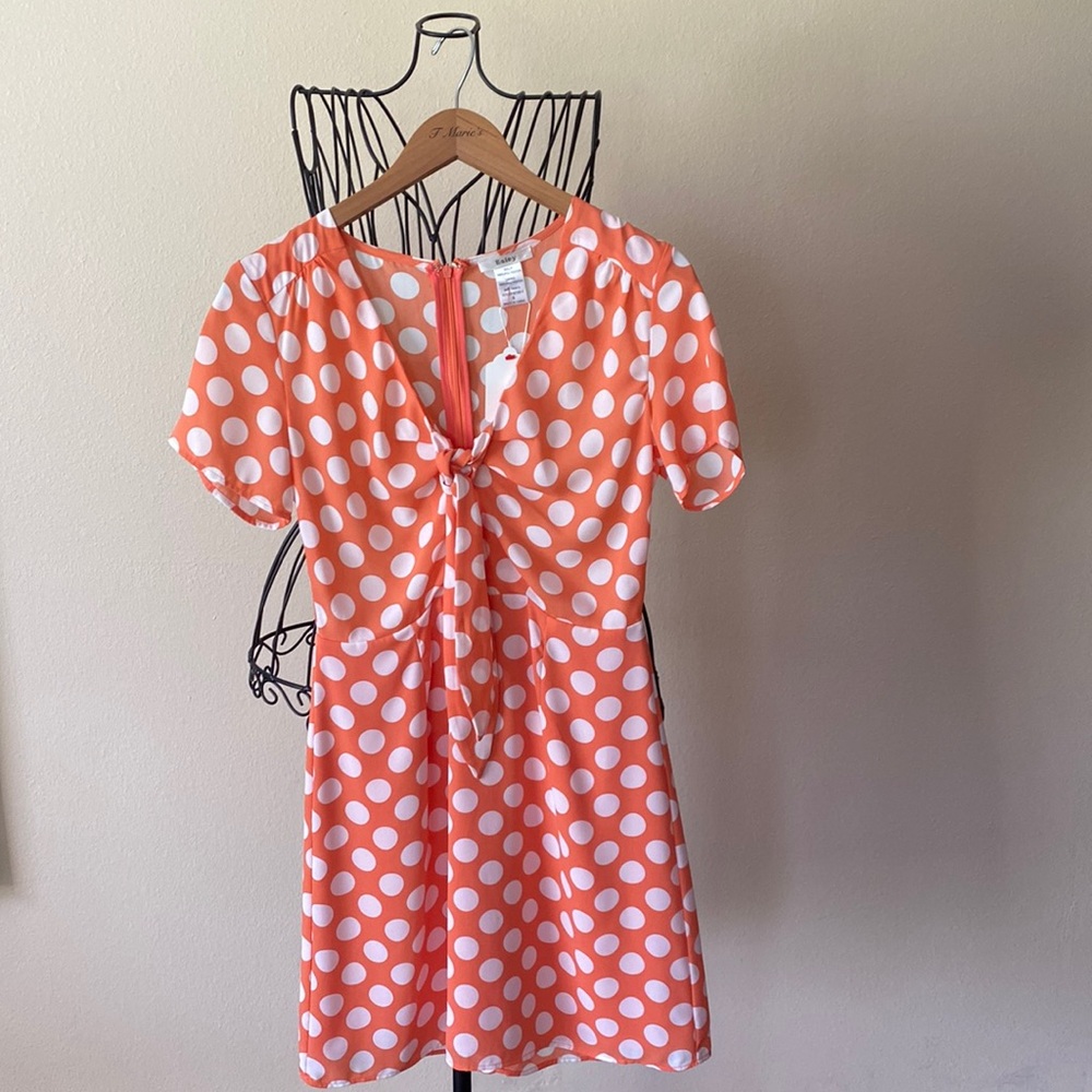 Peach and white polka dot Esley A line Dress.